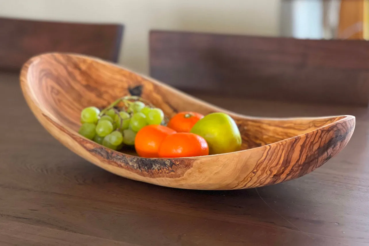 Italian Olivewood Boat Shaped Serving Bowl by Verve Culture