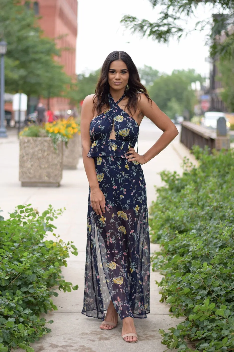 Julia Floral Halter Maxi