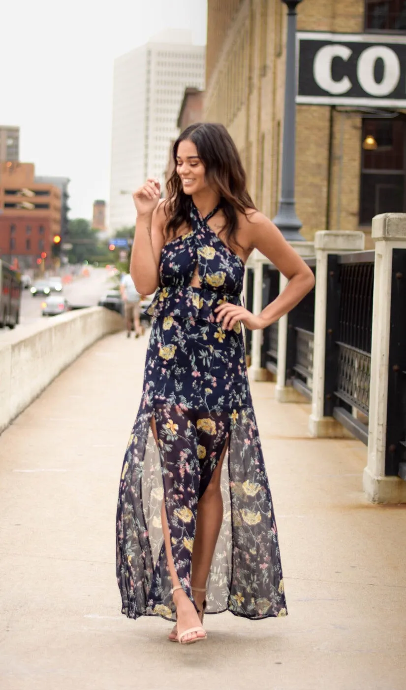 Julia Floral Halter Maxi