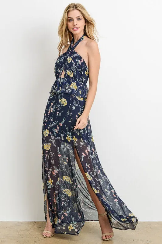 Julia Floral Halter Maxi