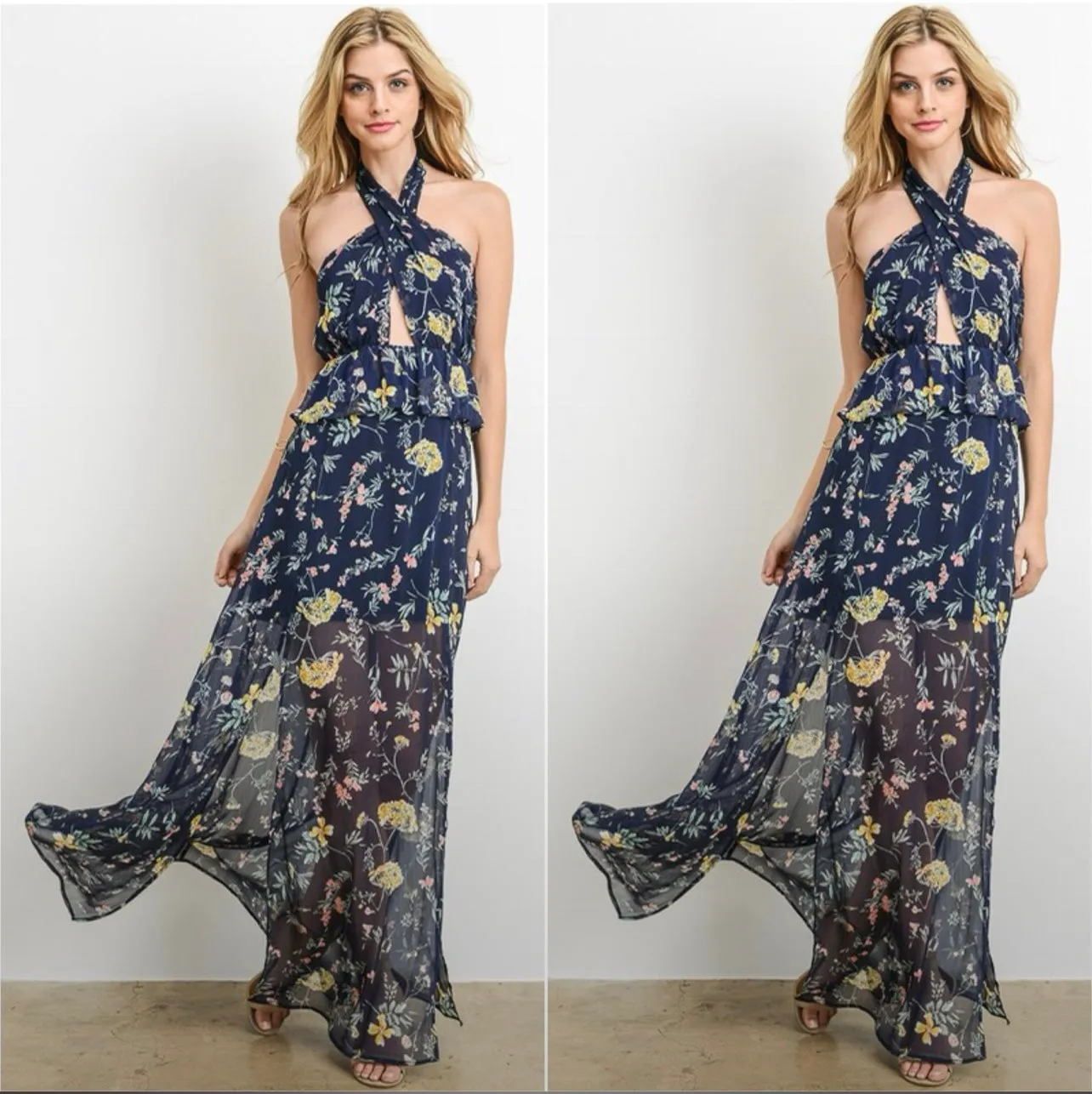 Julia Floral Halter Maxi