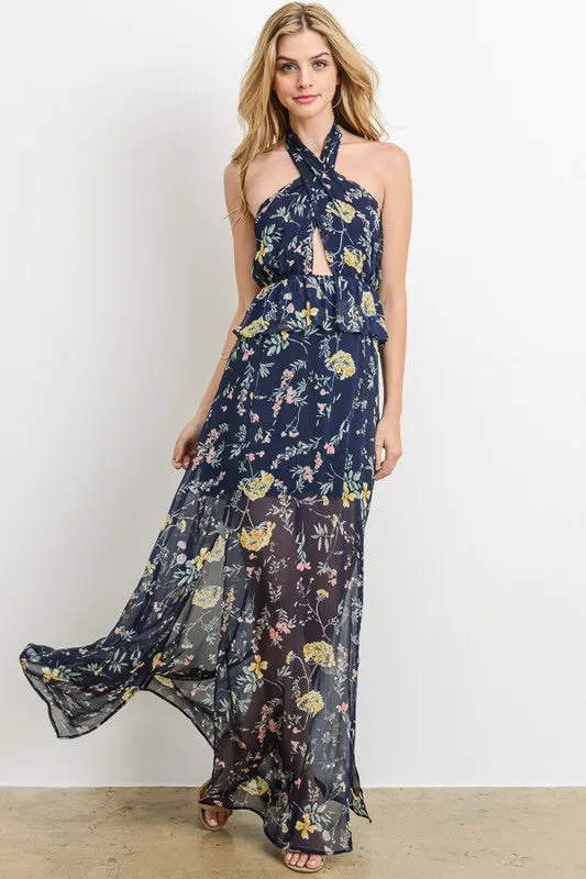 Julia Floral Halter Maxi