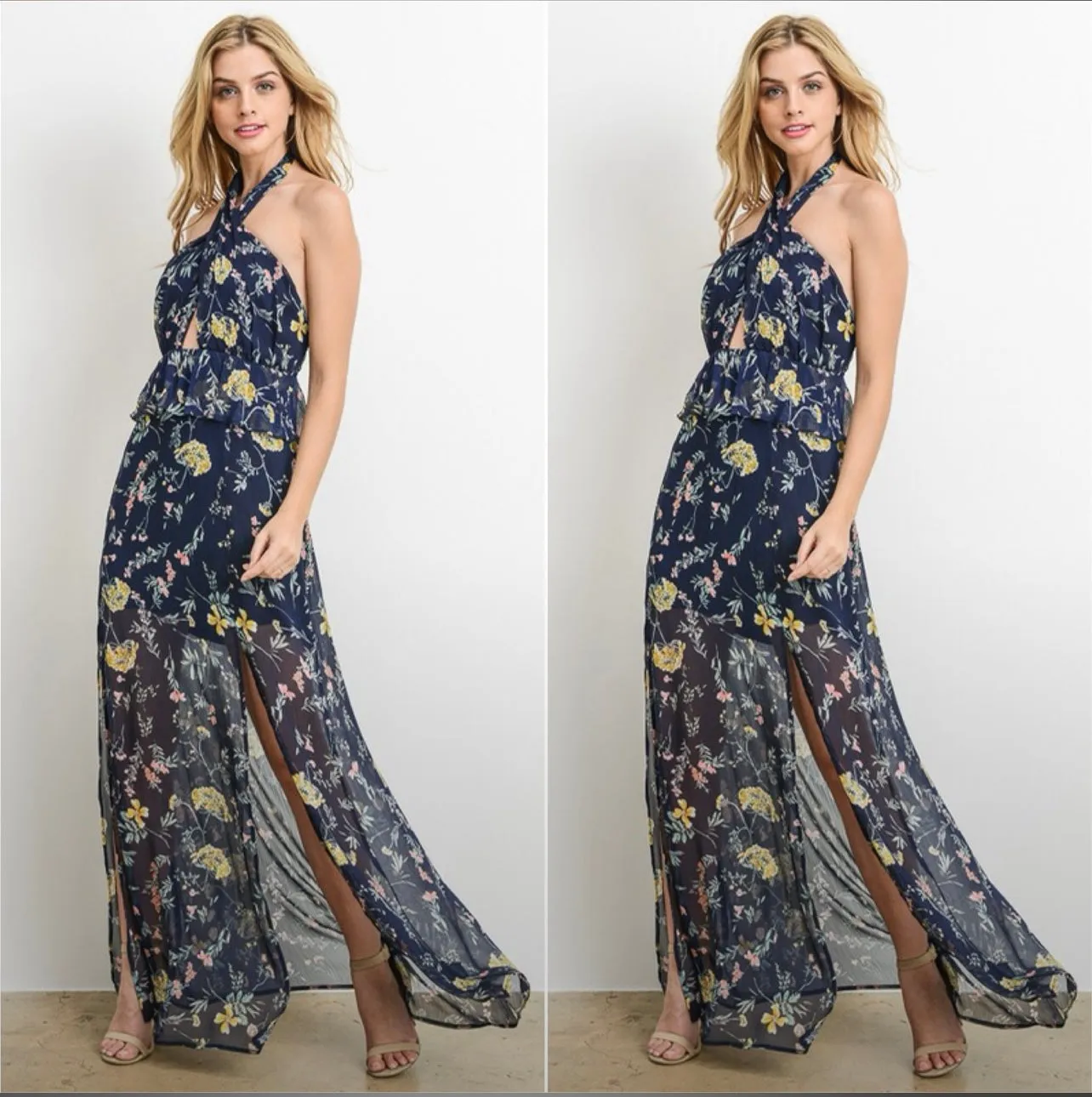 Julia Floral Halter Maxi