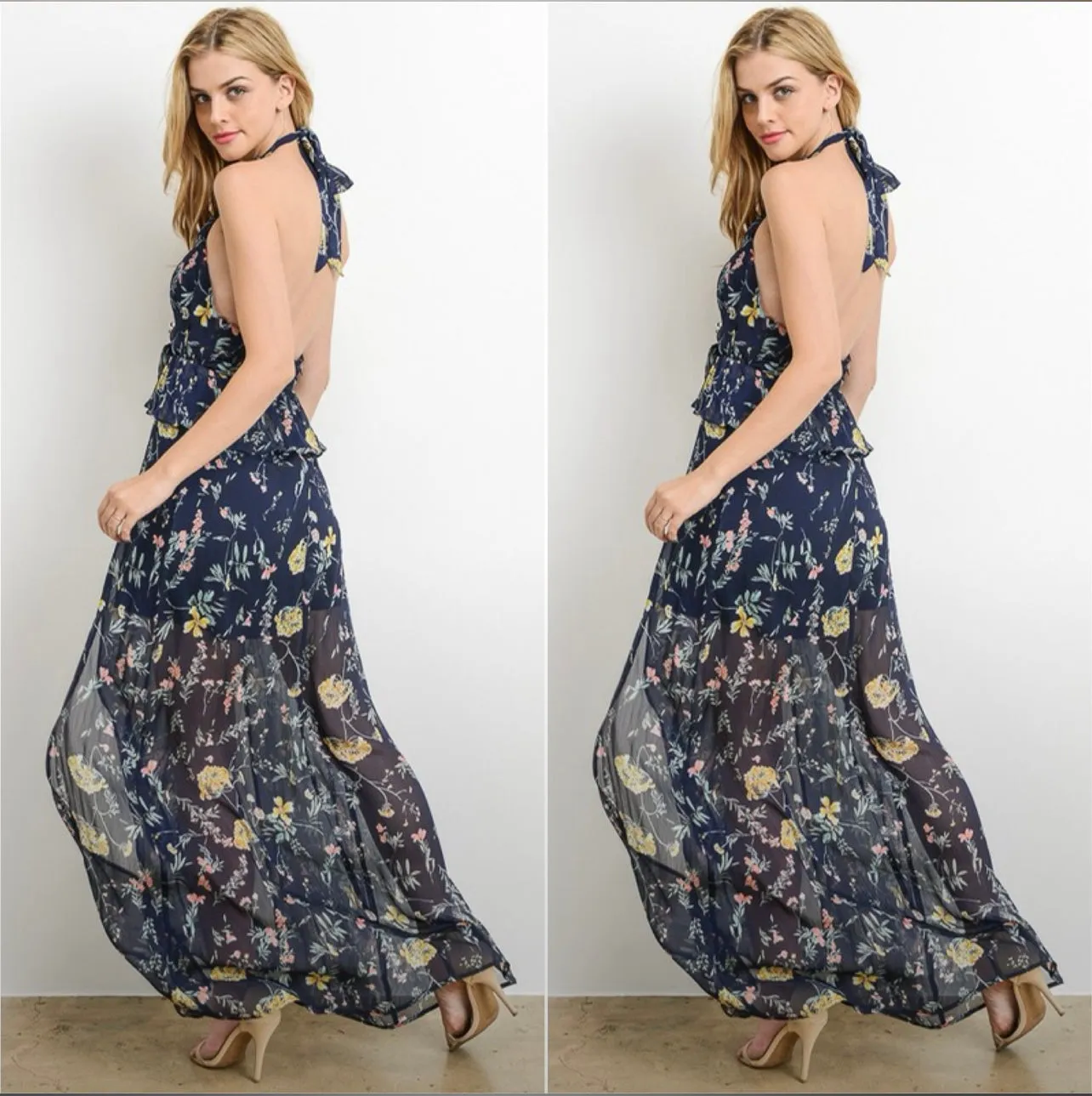 Julia Floral Halter Maxi