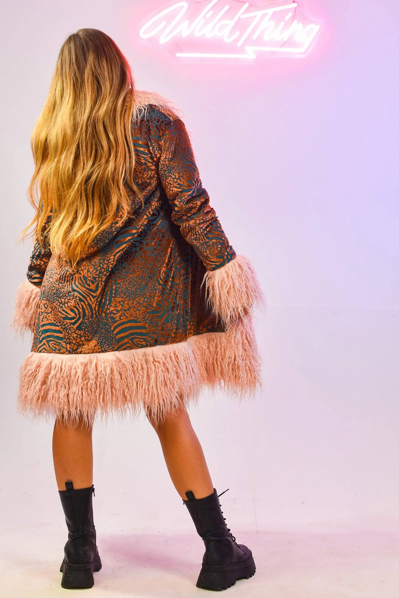 Jungle Blush Lux Faux fur Coat