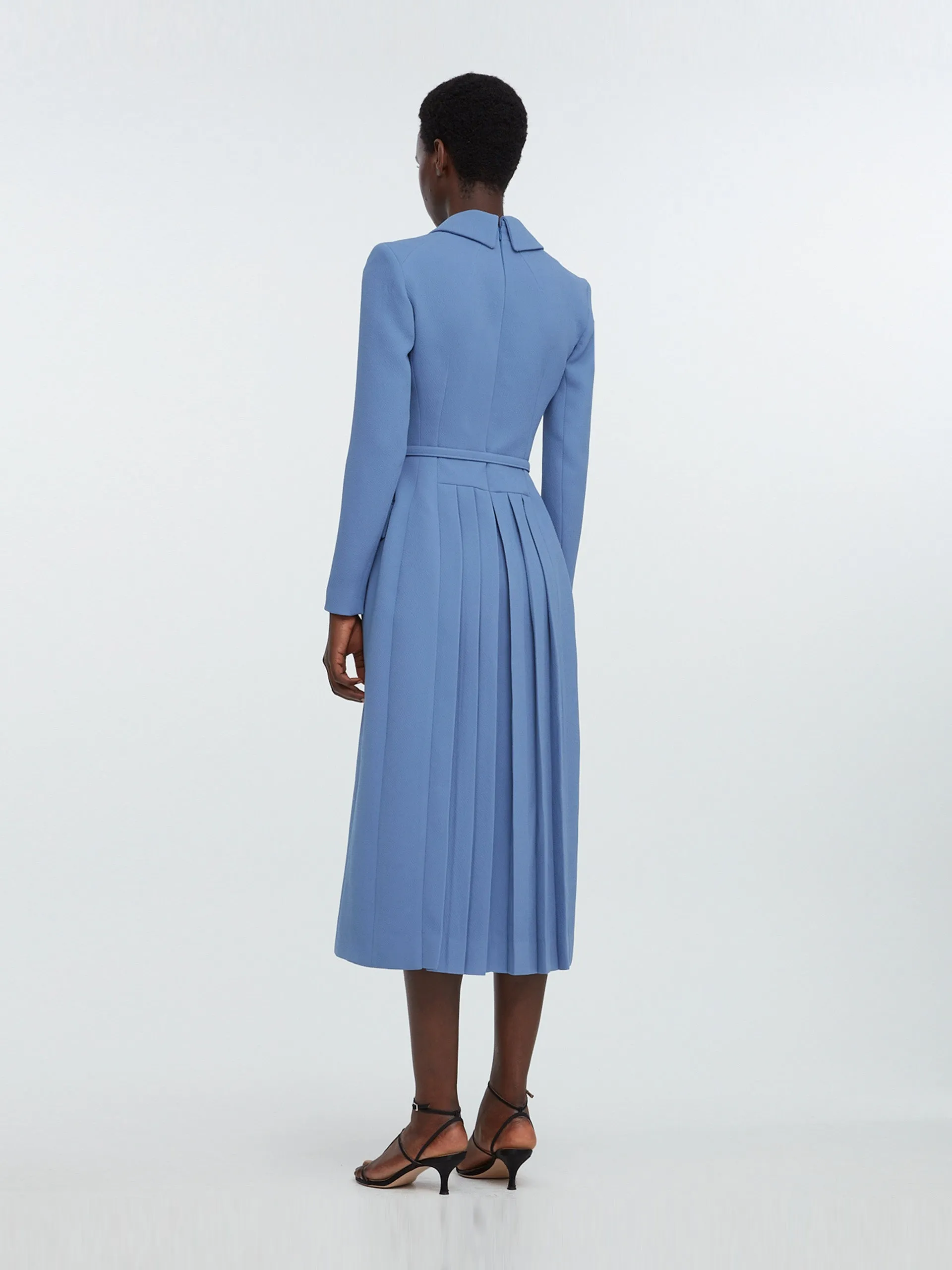 Kalonice wrap coat dress in indigo double crepe