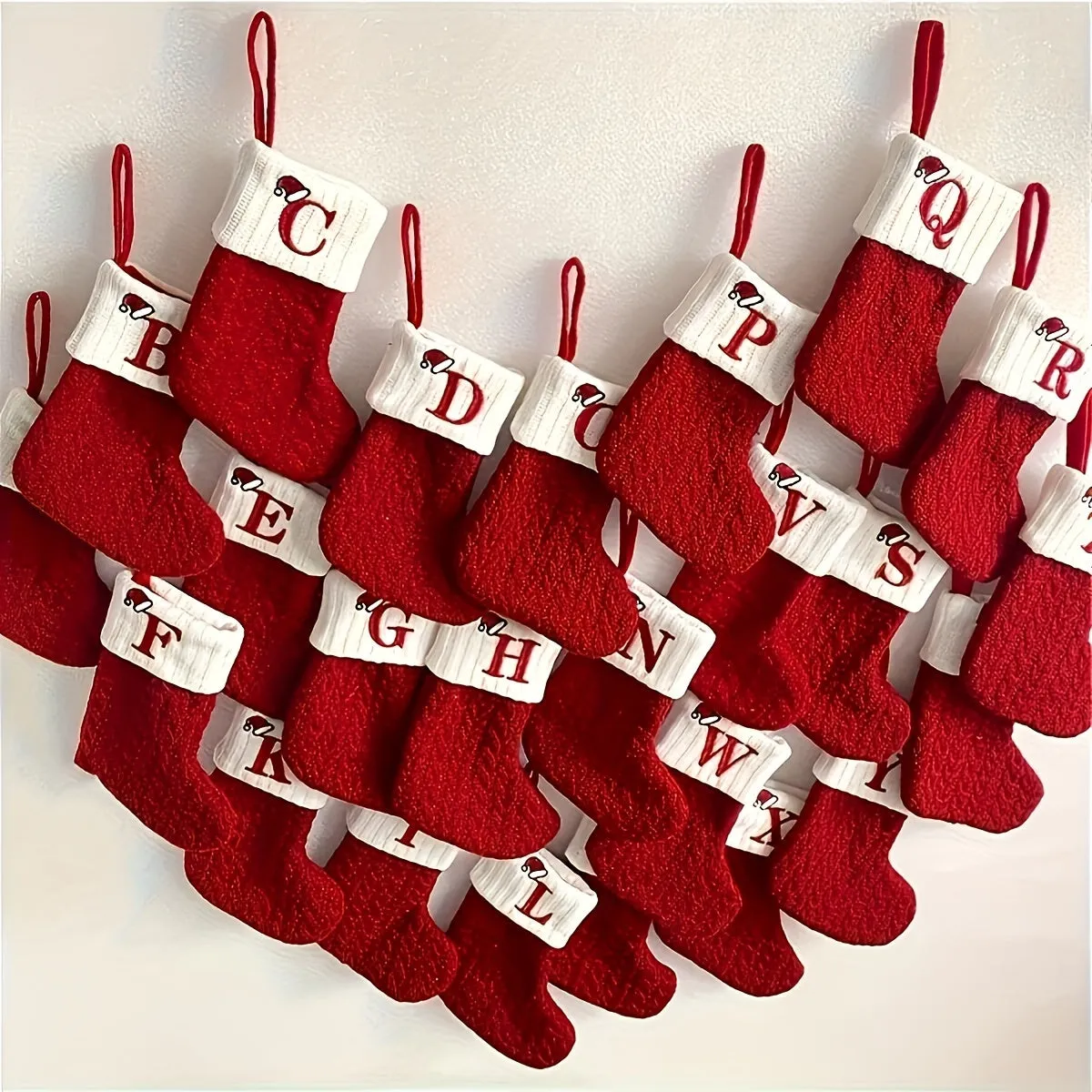 kkboxly Personalized Festive Knit Christmas Stockings with Customizable Initials - Unique Holiday Decorations for Home, Family, and Friends - Ideal for Christmas Party, Tree, Mantel, and Fireplace Decor