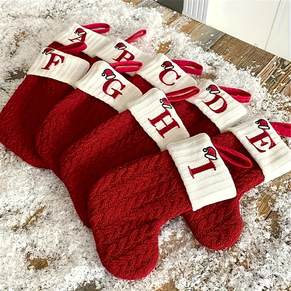 kkboxly Personalized Festive Knit Christmas Stockings with Customizable Initials - Unique Holiday Decorations for Home, Family, and Friends - Ideal for Christmas Party, Tree, Mantel, and Fireplace Decor