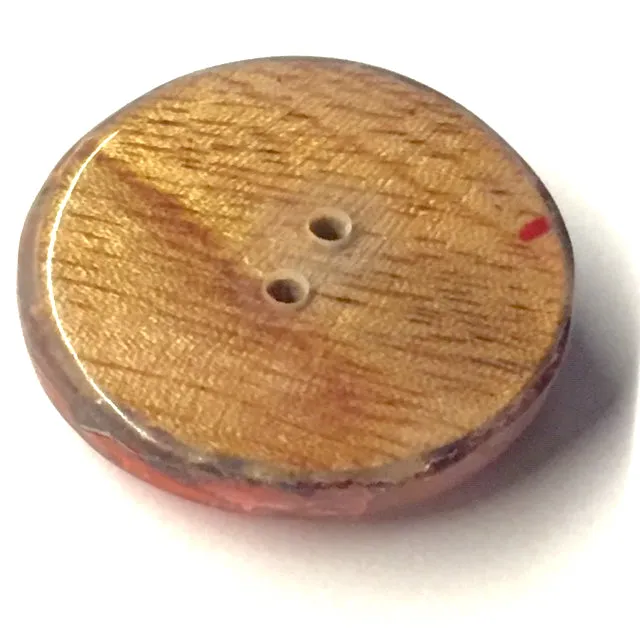 Last Ones Shiny Art Wood Abstract Half/Half Button Pink 1"