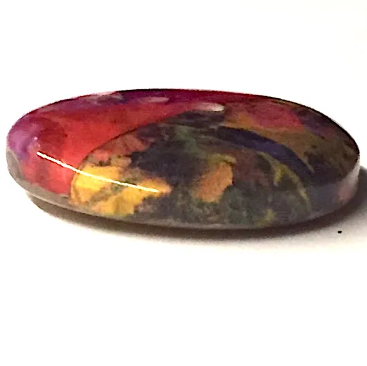 Last Ones Shiny Art Wood Abstract Half/Half Button Pink 1"