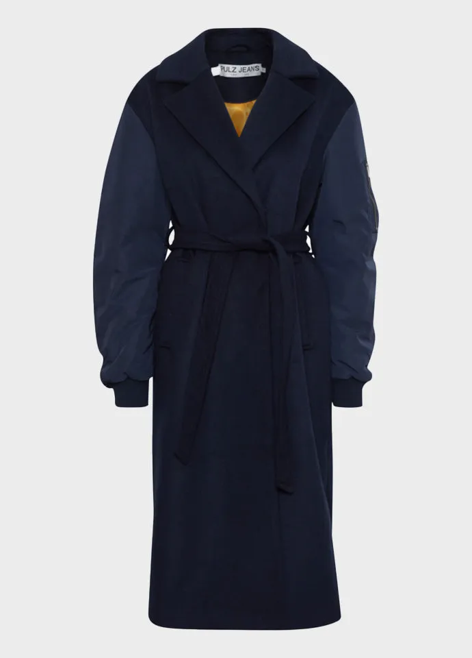 Lea Long Wool Coat in Inkwell