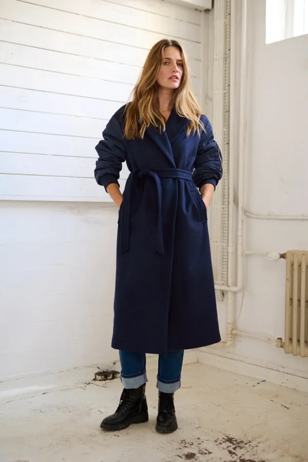 Lea Long Wool Coat in Inkwell