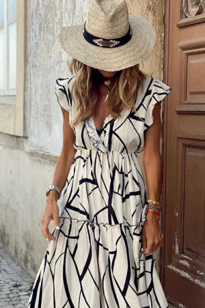 Living on the Edge Print Ruffled Maxi Dress