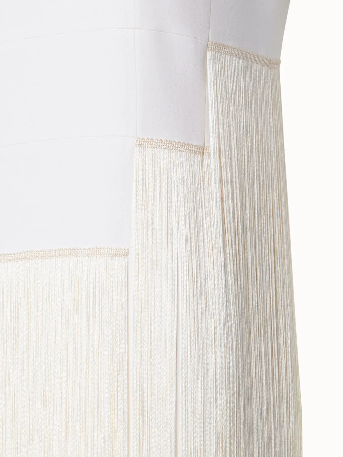 Long Sleeveless Silk Gown with Fringes