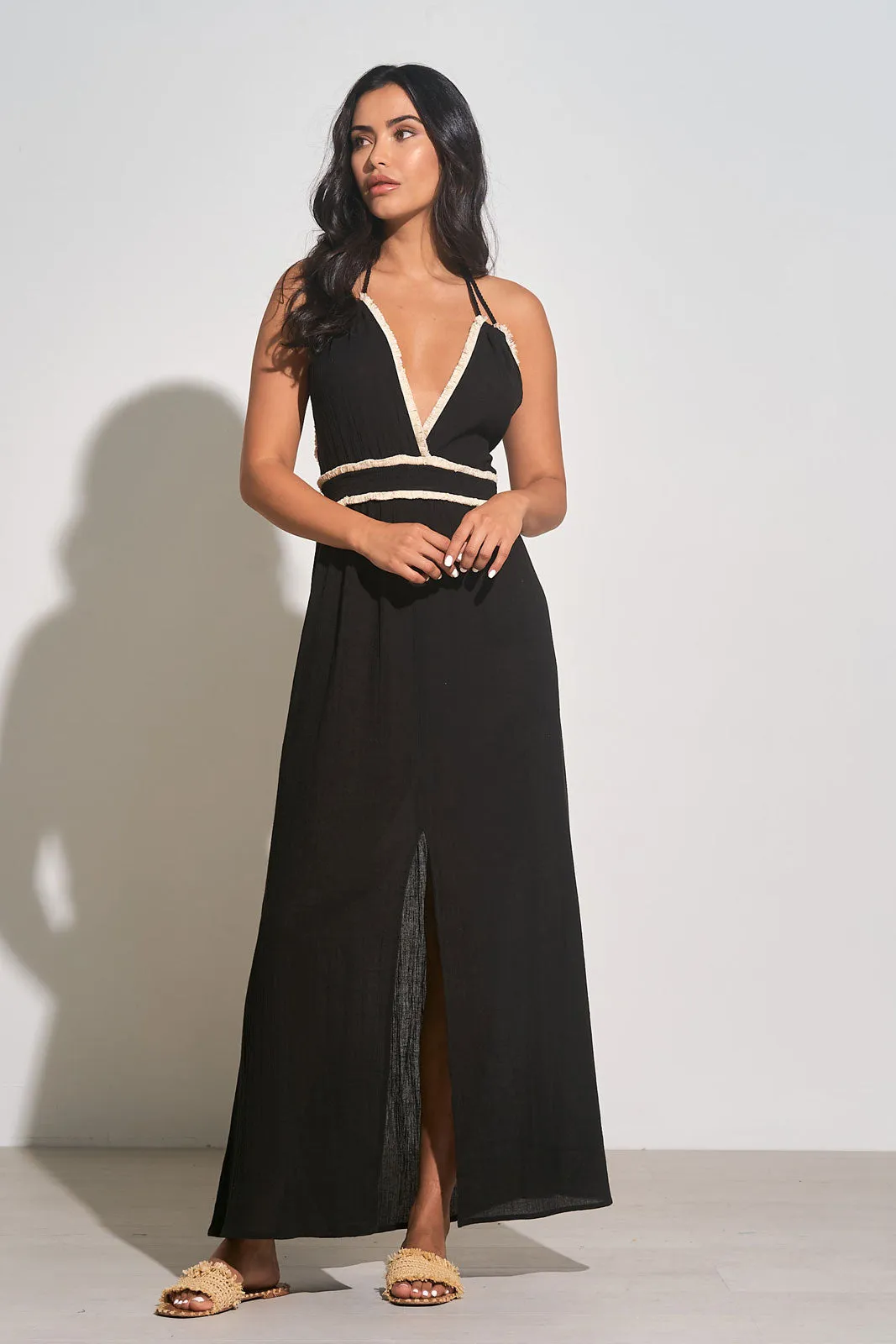 Long V Neck Dress