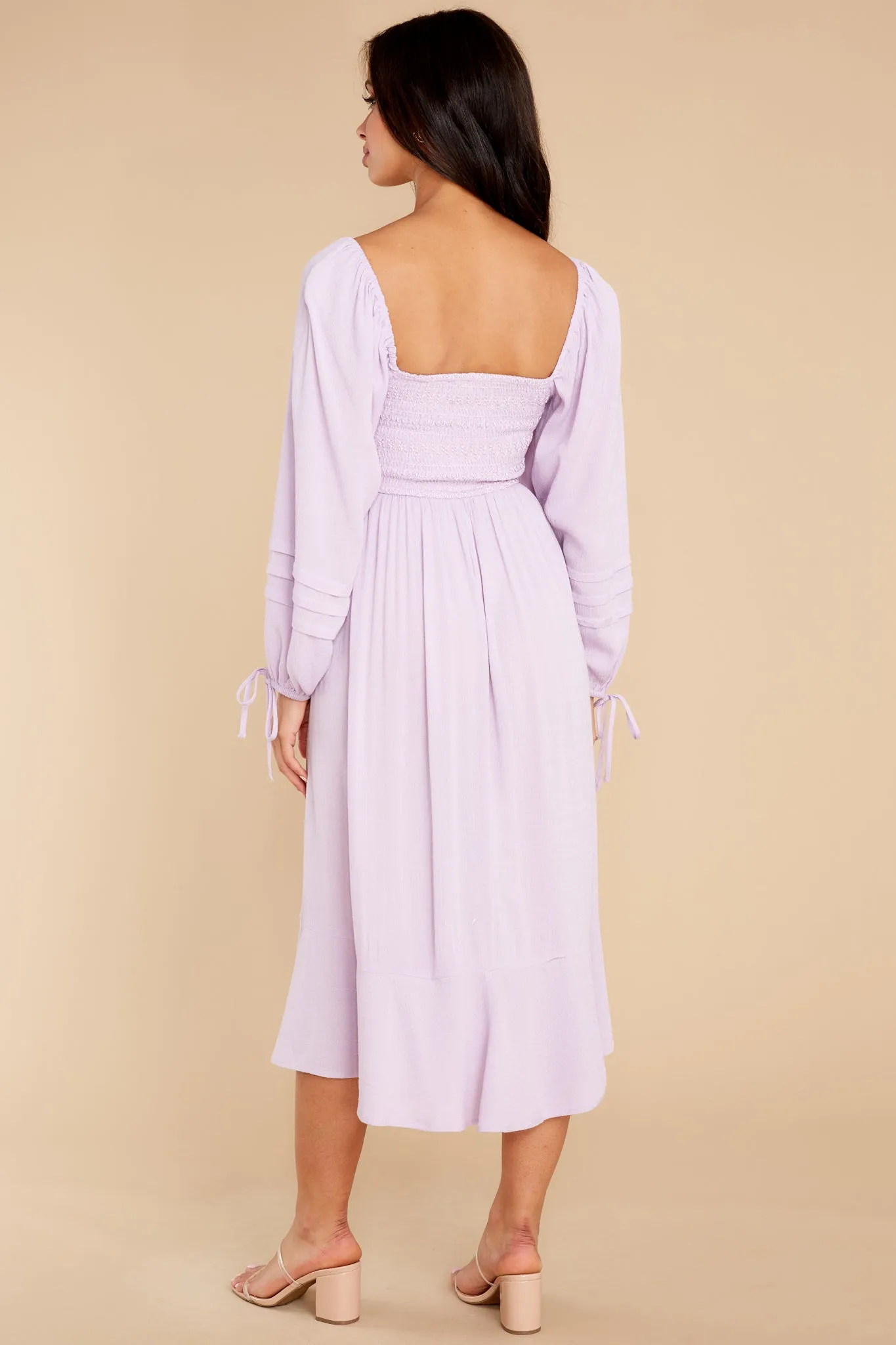 Lupine Orchid Long Sleeve Midi Dress