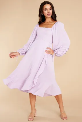 Lupine Orchid Long Sleeve Midi Dress