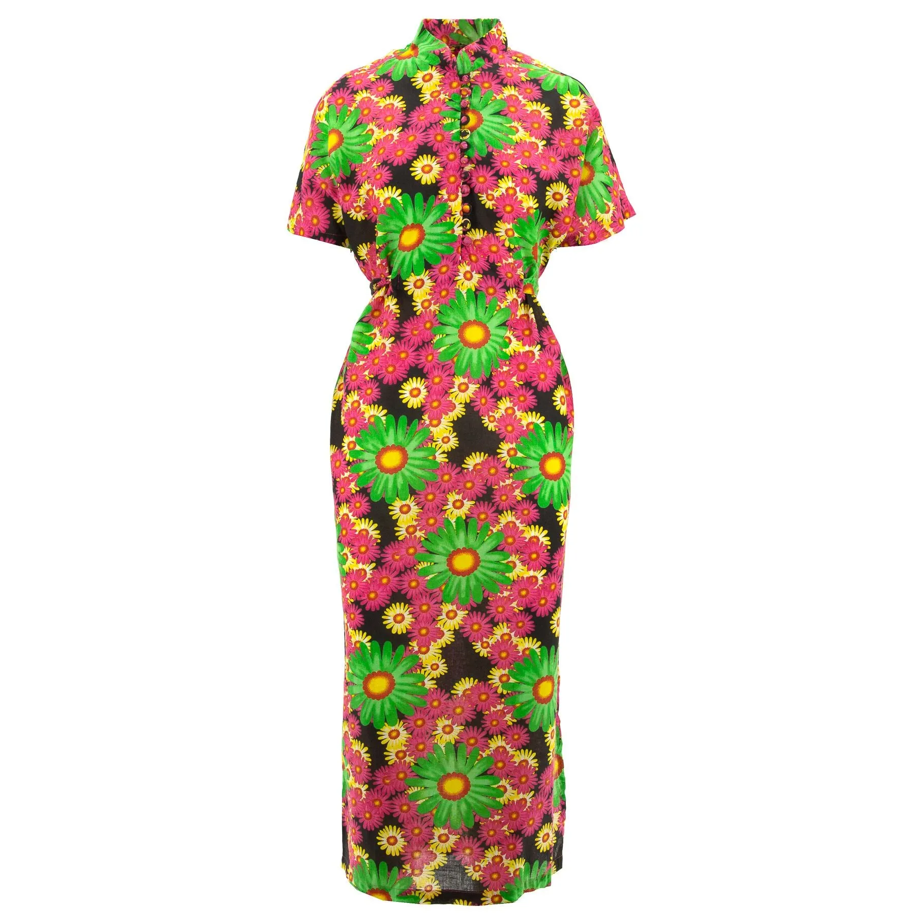 Mandarin Maxi Dress - Green Splice Daisy