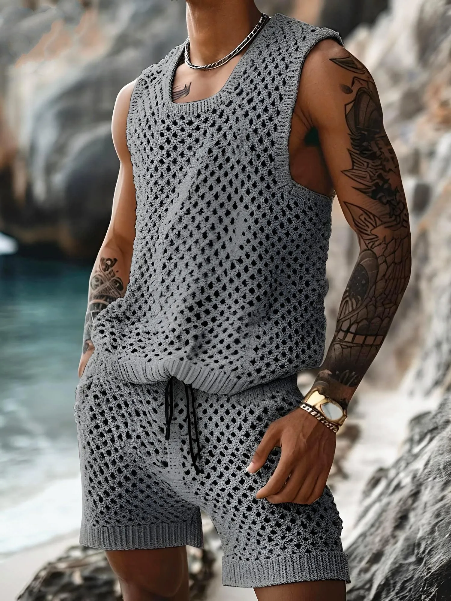 Men's Casual Tank Top & Shorts Set Two-Piece