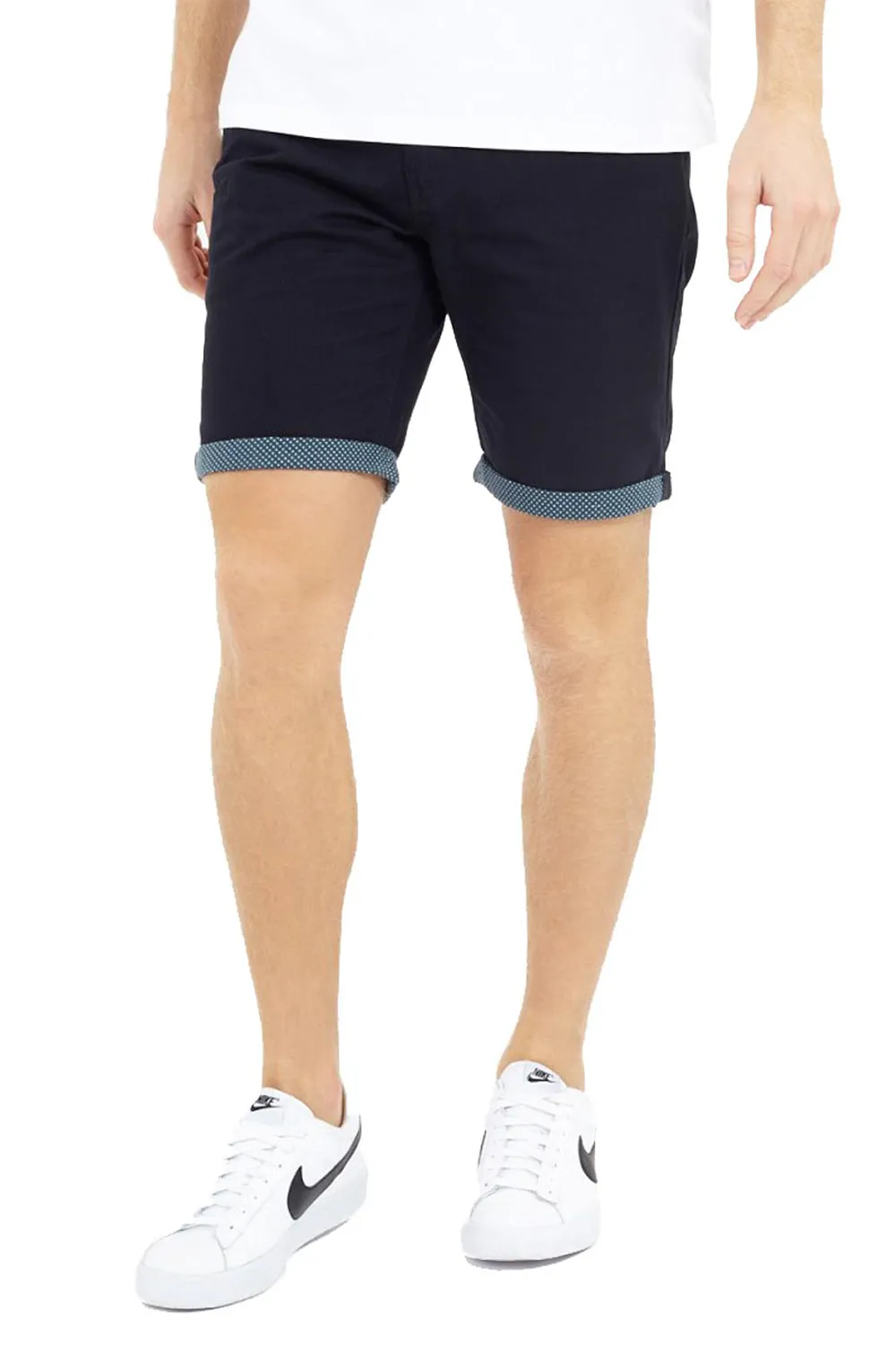 Mens Chino Knee Length Roll Up Cotton Shorts