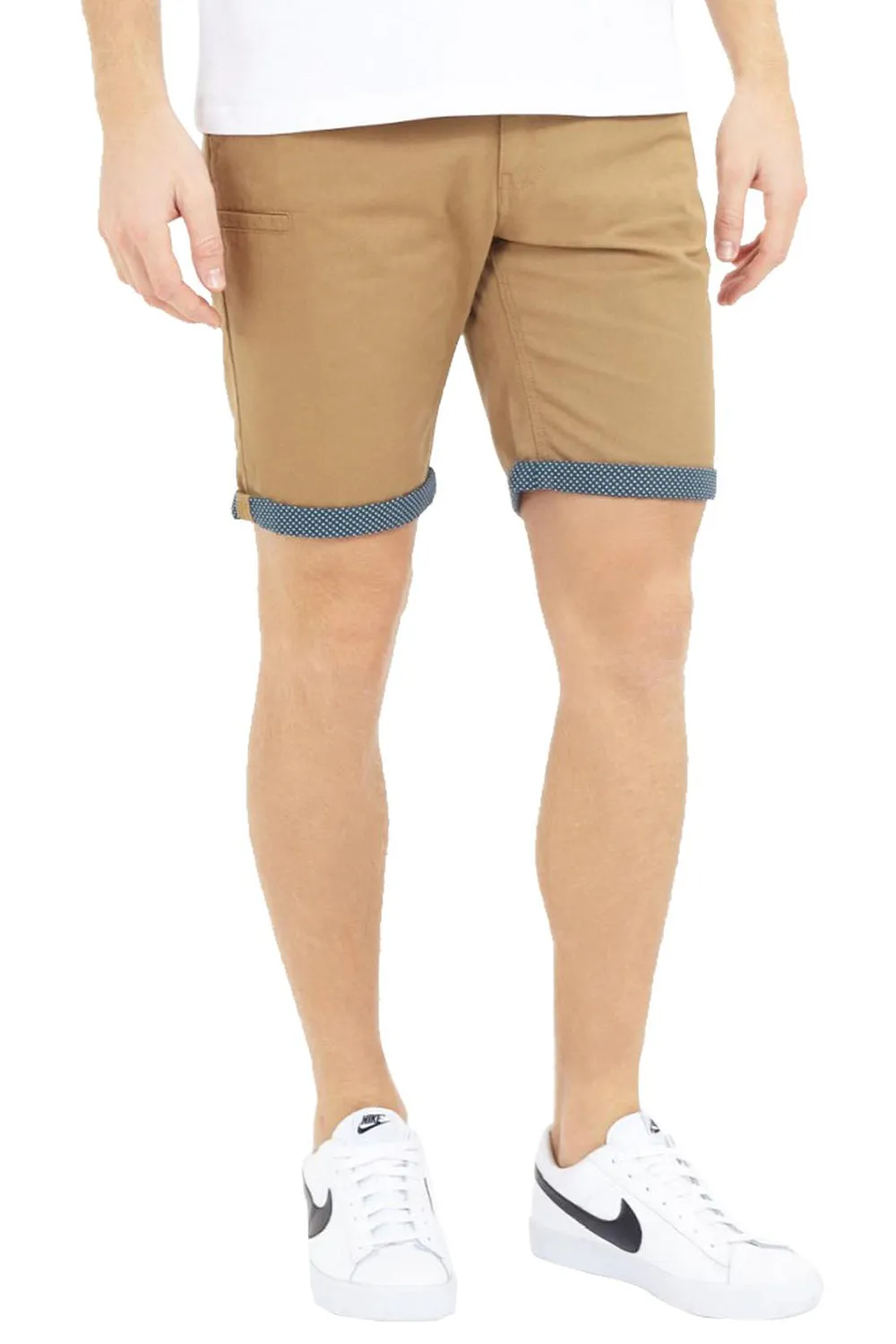 Mens Chino Knee Length Roll Up Cotton Shorts