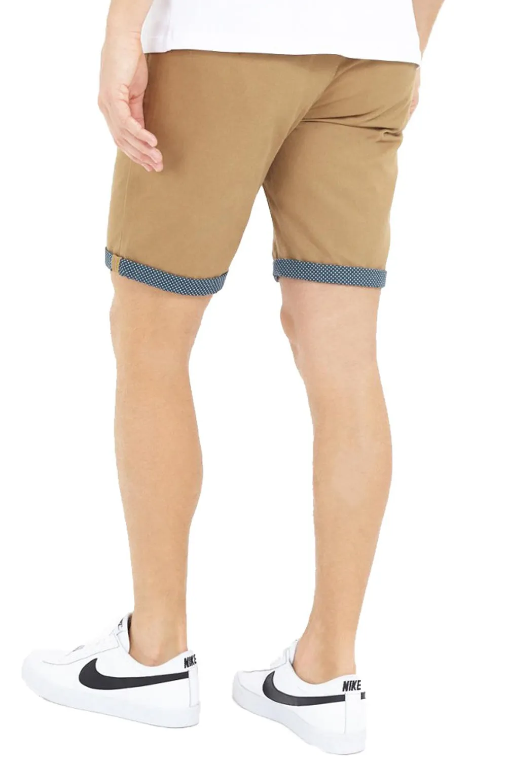 Mens Chino Knee Length Roll Up Cotton Shorts