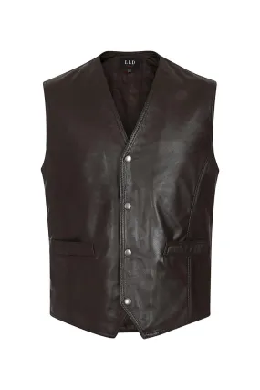 Men's Genuine Brown Leather Classic Waistcoat - 'TEDDY'