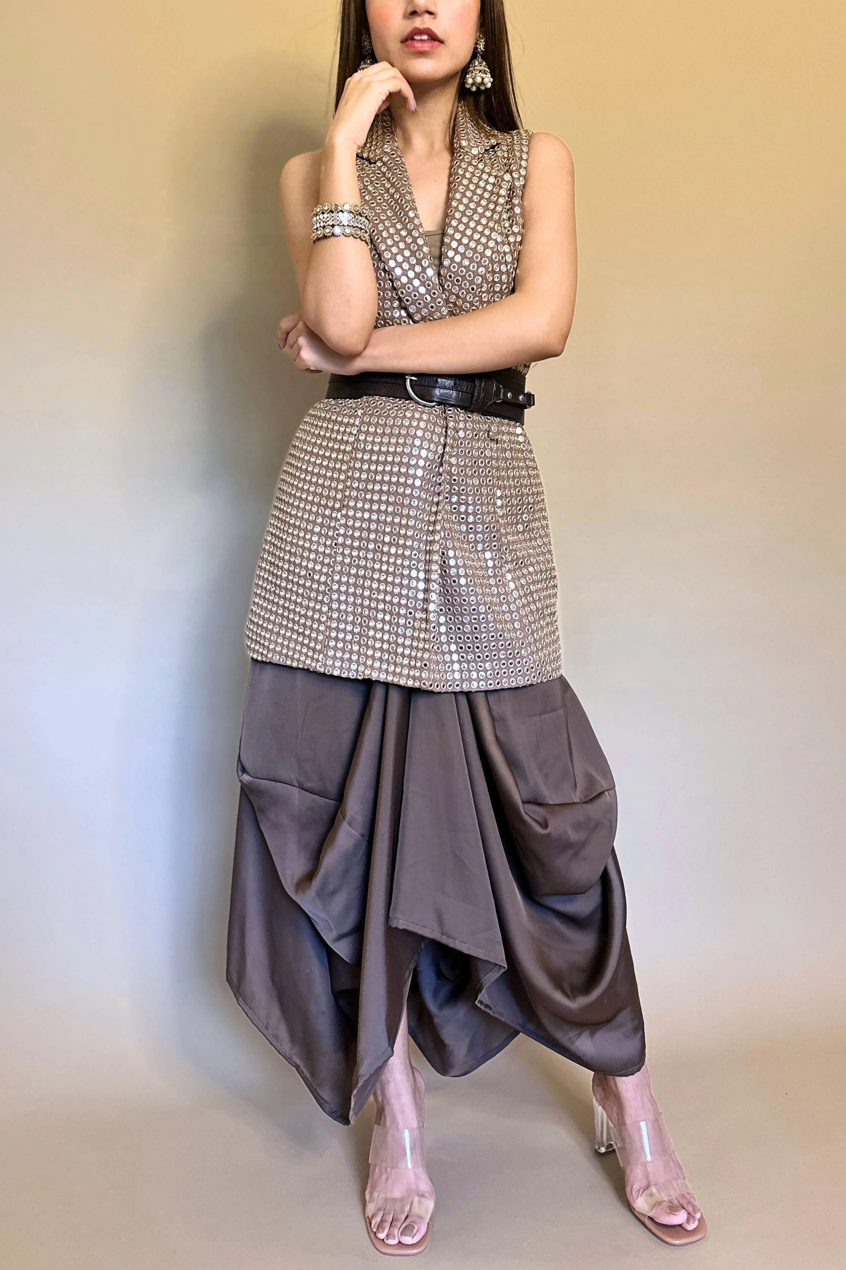 Mirror Work Blazer & Dhoti Skirt Co-ord