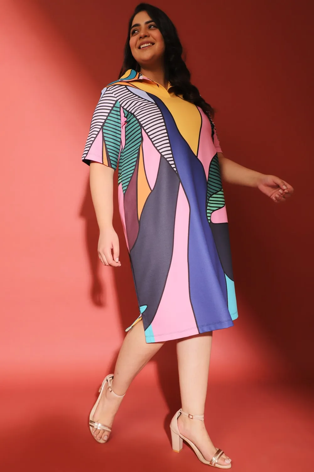 Modern Art Printed Polo Dress