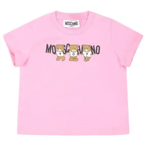 Moschino Baby Logo Lettering Pink T-Shirt