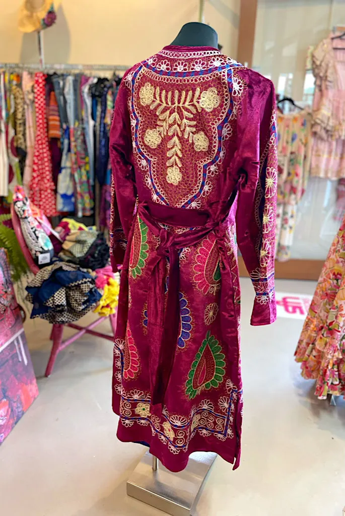 Moulin Rouge Suzani Coat in Raspberry