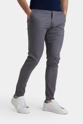 Muscle Fit Cotton Stretch Chino Trouser in Dark Grey