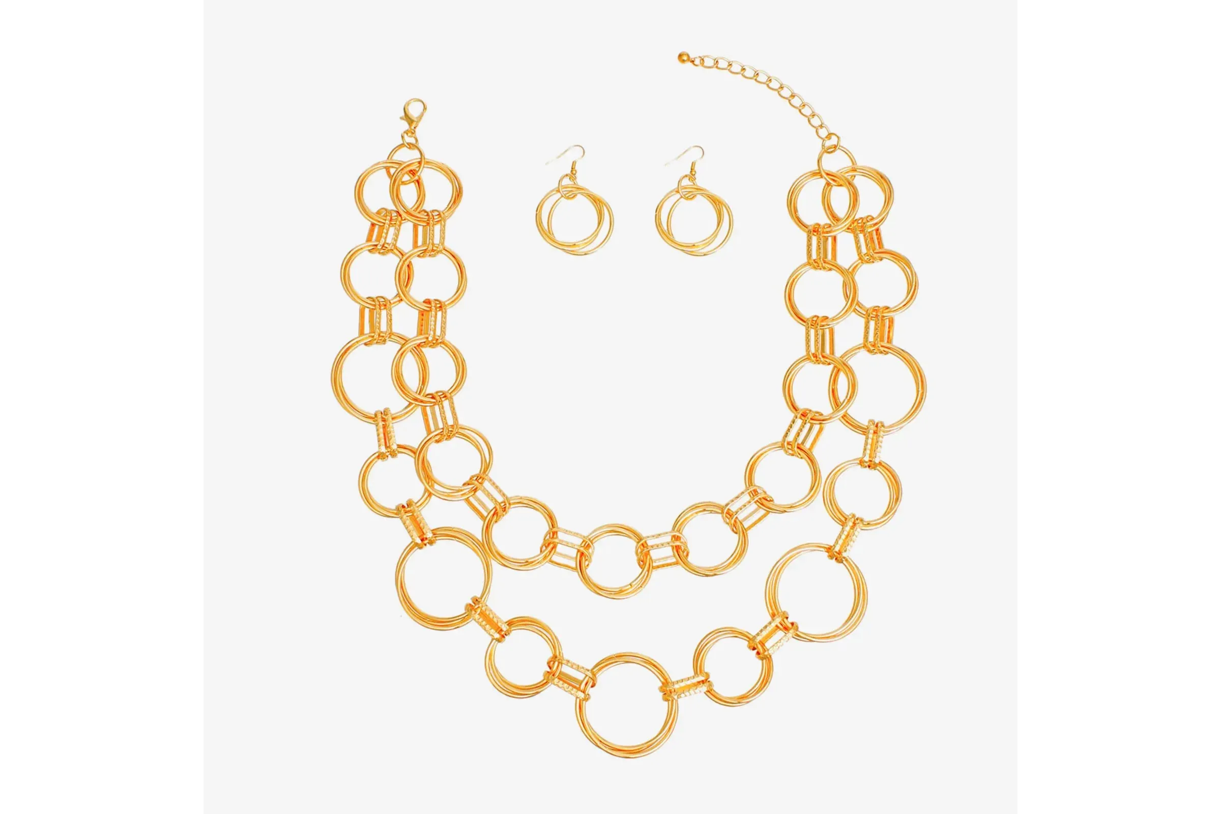 Necklace Gold Linked Rings Chain Set for Women