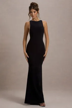 Odelle | Black Boat-Neck Racer-Back Maxi Dress