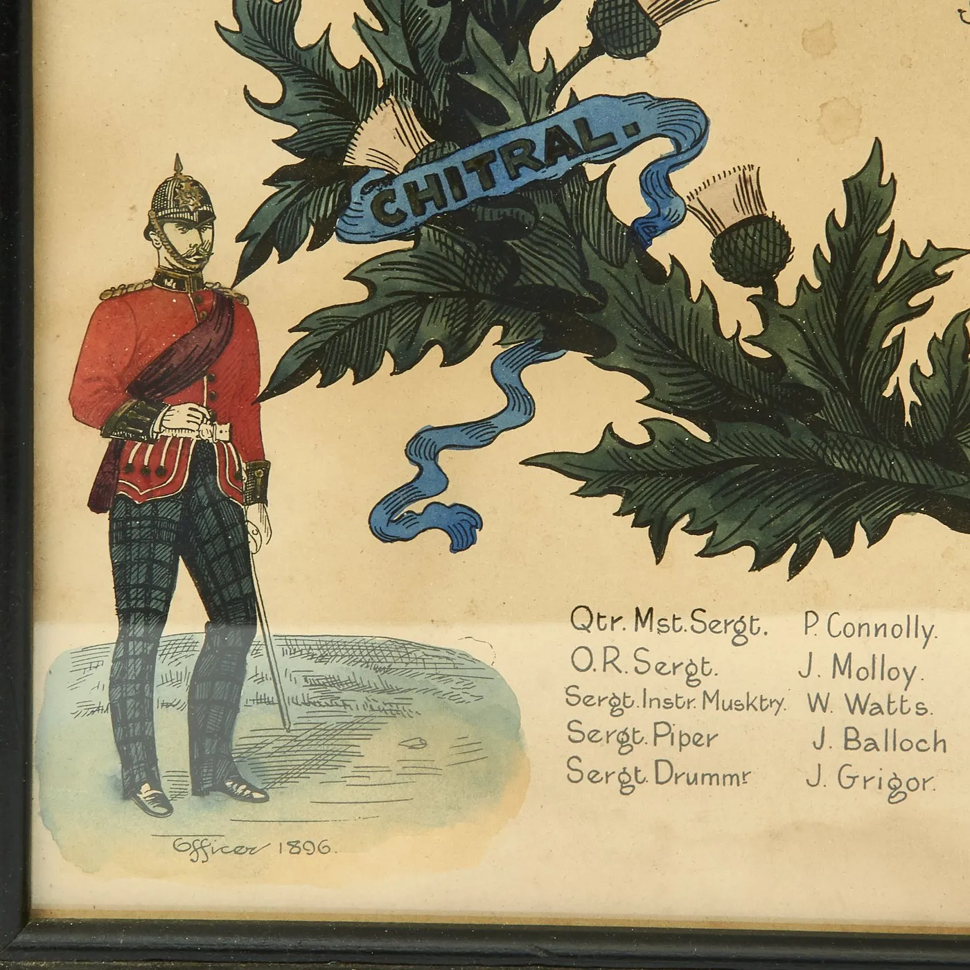 Original Scottish Framed 1st King's Own Scottish Borderers Regiment Muster Poster dated 1896