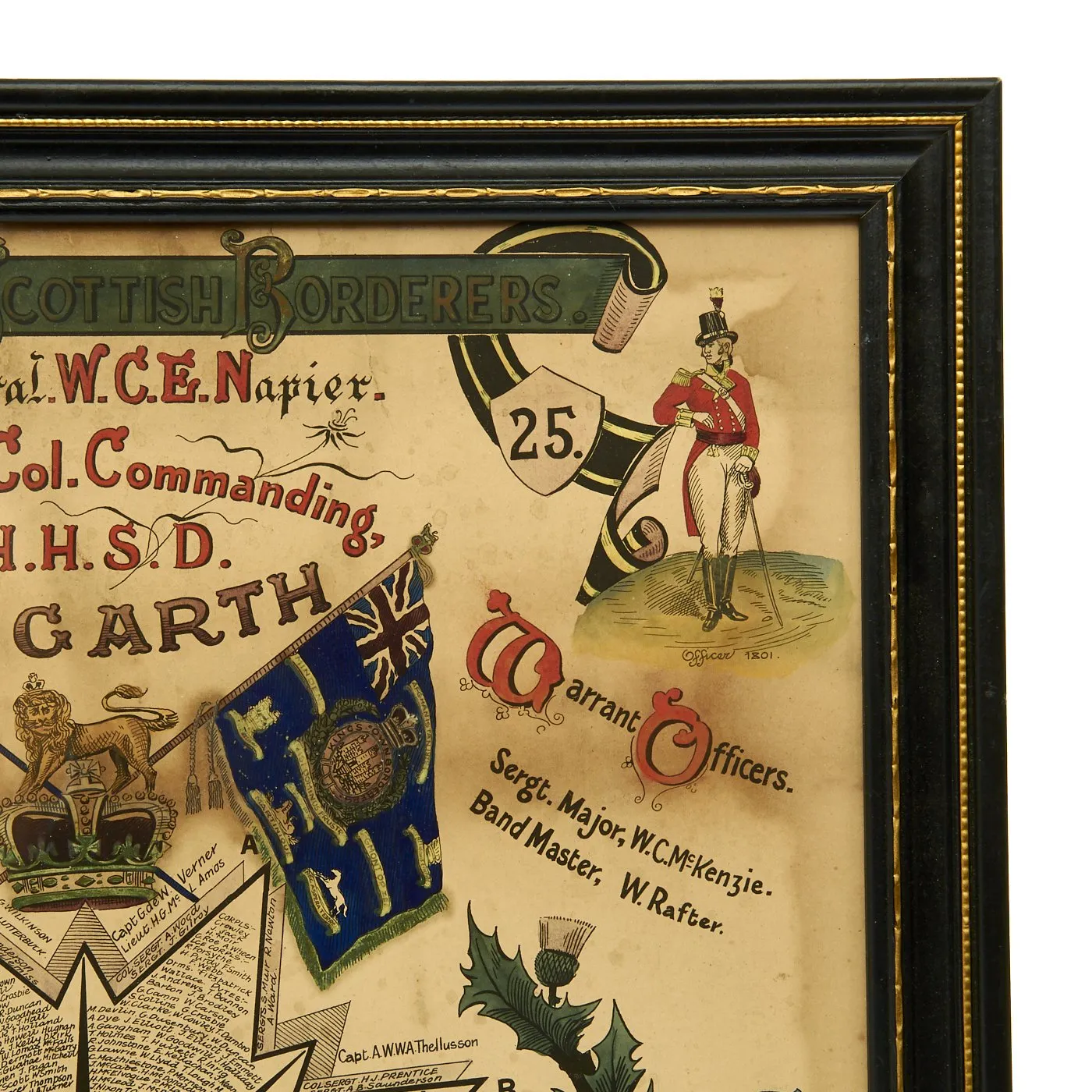 Original Scottish Framed 1st King's Own Scottish Borderers Regiment Muster Poster dated 1896