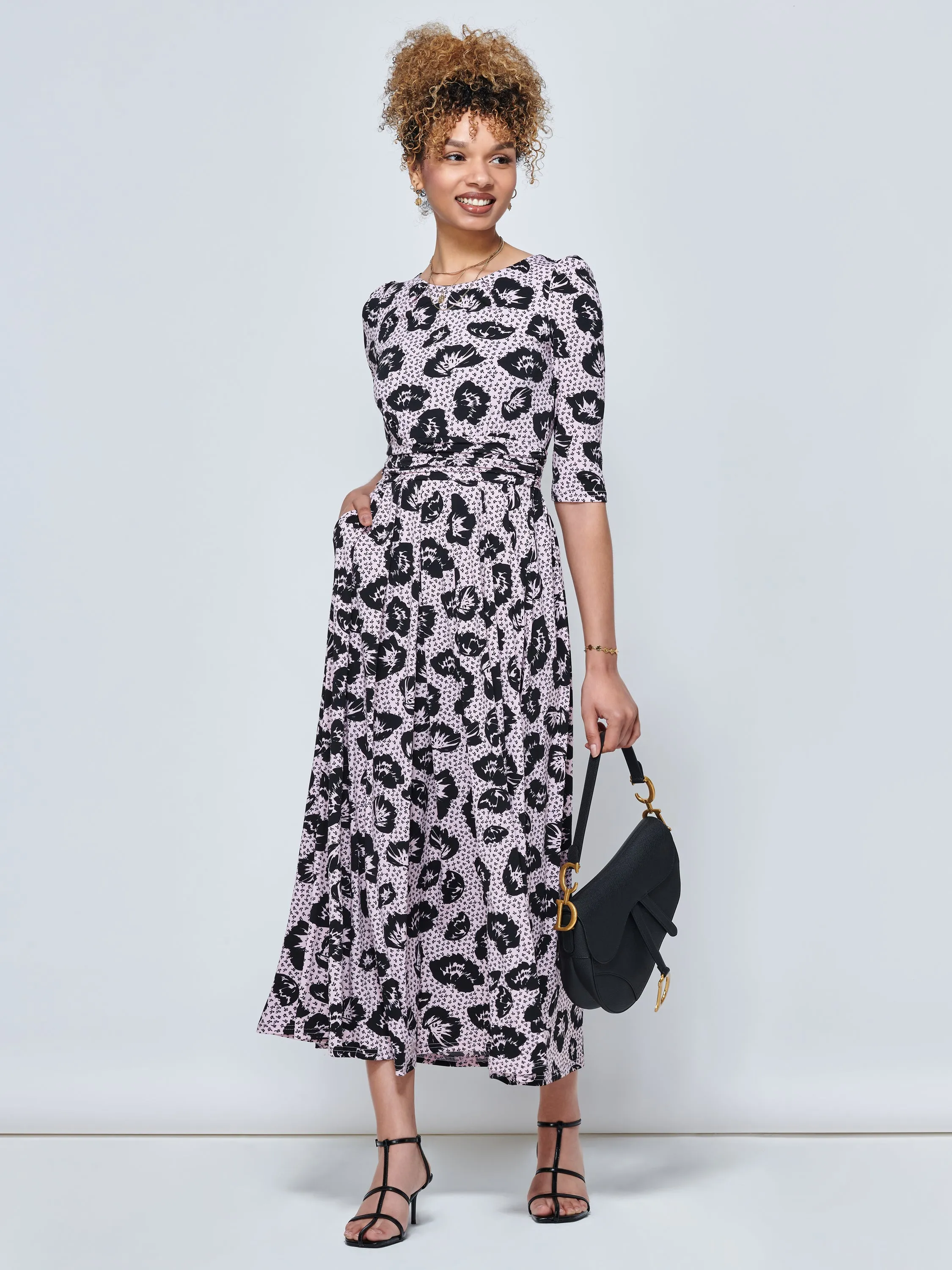 Ozella Jersey Floral Print Maxi Dress, Pink Floral