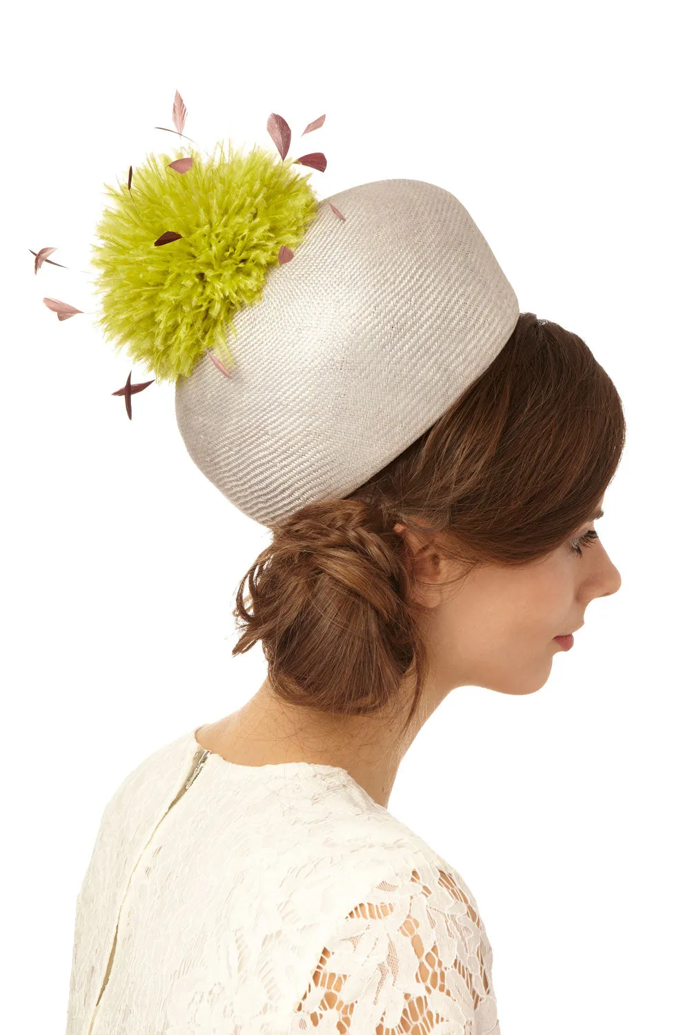 Palomo: Large Vintage Pillbox Hat with Pom Pom