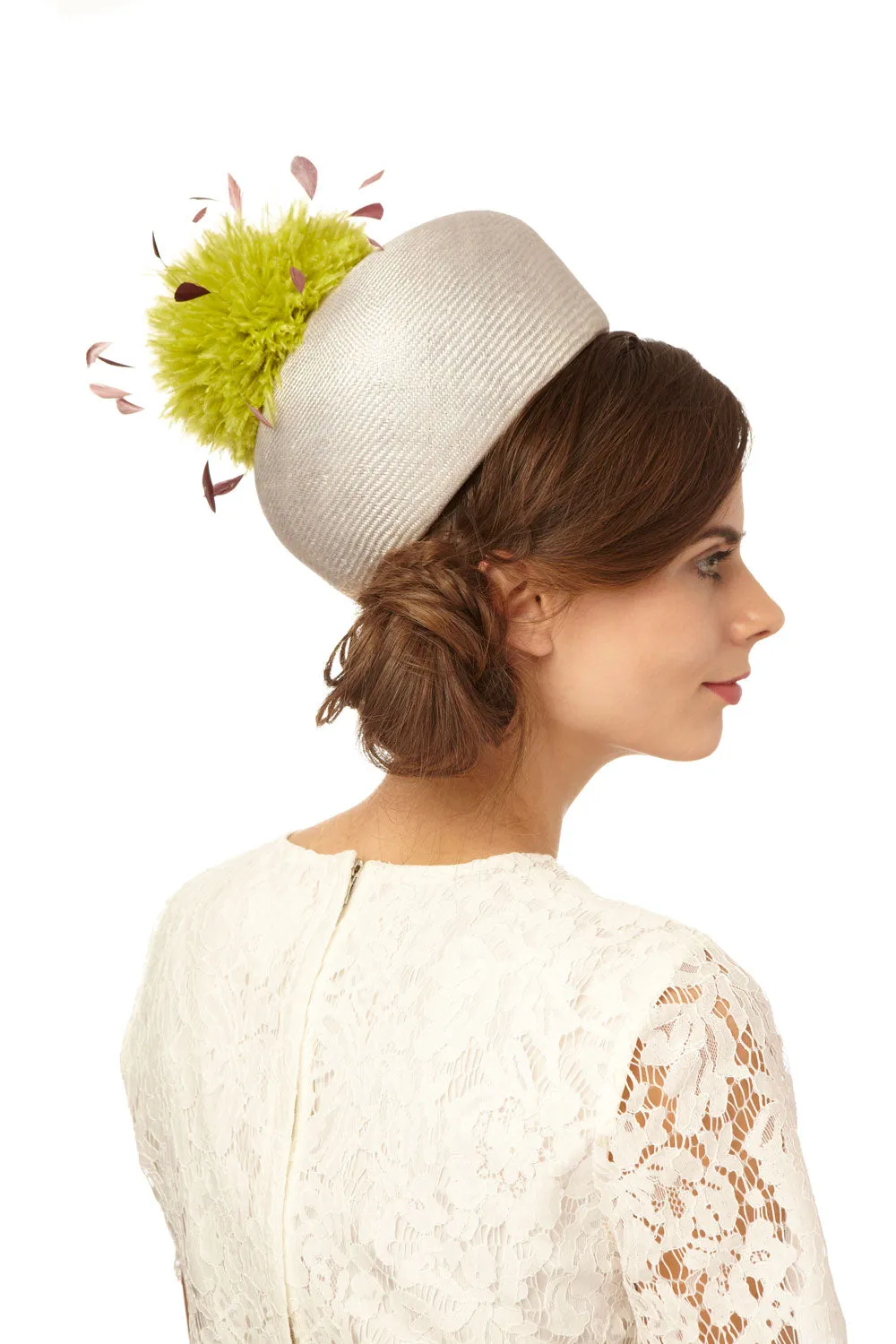 Palomo: Large Vintage Pillbox Hat with Pom Pom