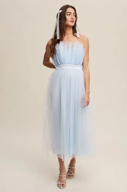 Paper Bag Tulle Maxi Dress