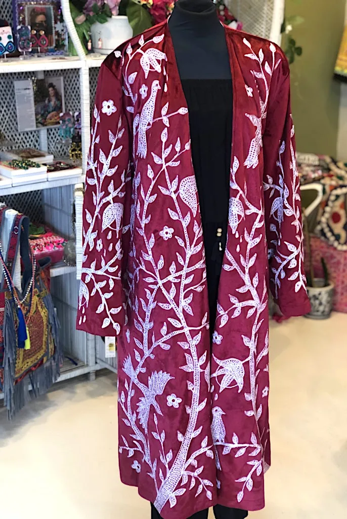 Paradiso Suzani Coat in Burgundy