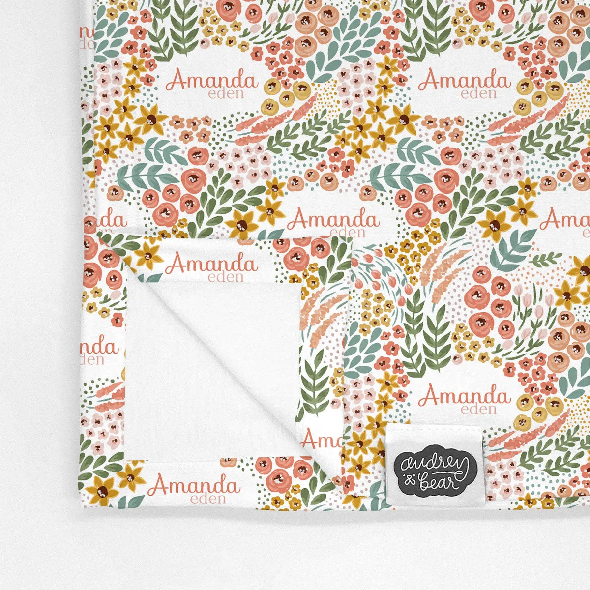 Personalized Big Bear Swaddle Blanket | Whimsy Floral