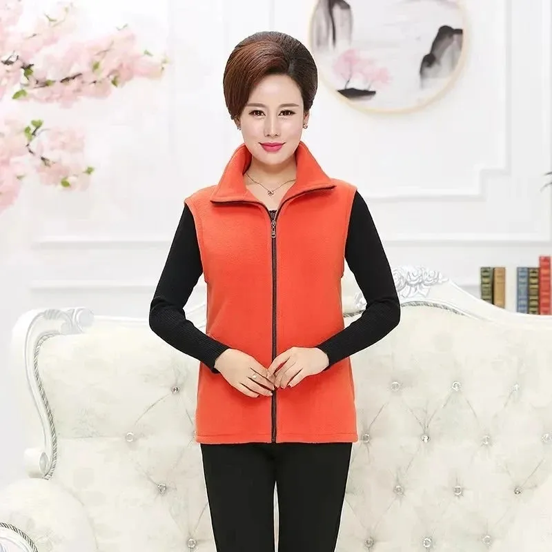 Plus Size 10Colors Slim Lapel Collar Zipper Sleeveless Jackets Windproof Warm Casual Women Autumn Winter Sport Basic Vest