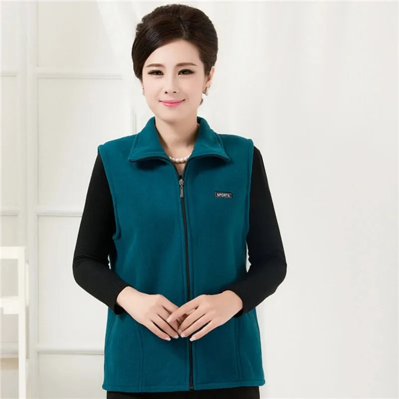 Plus Size 10Colors Slim Lapel Collar Zipper Sleeveless Jackets Windproof Warm Casual Women Autumn Winter Sport Basic Vest