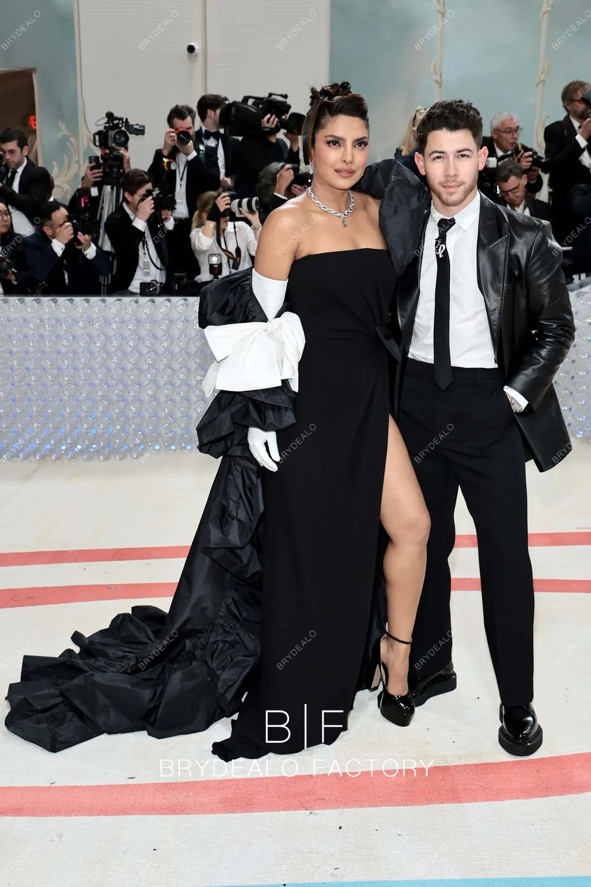 Priyanka Chopra 2023 Met Gala Black Strapless Slit Dress