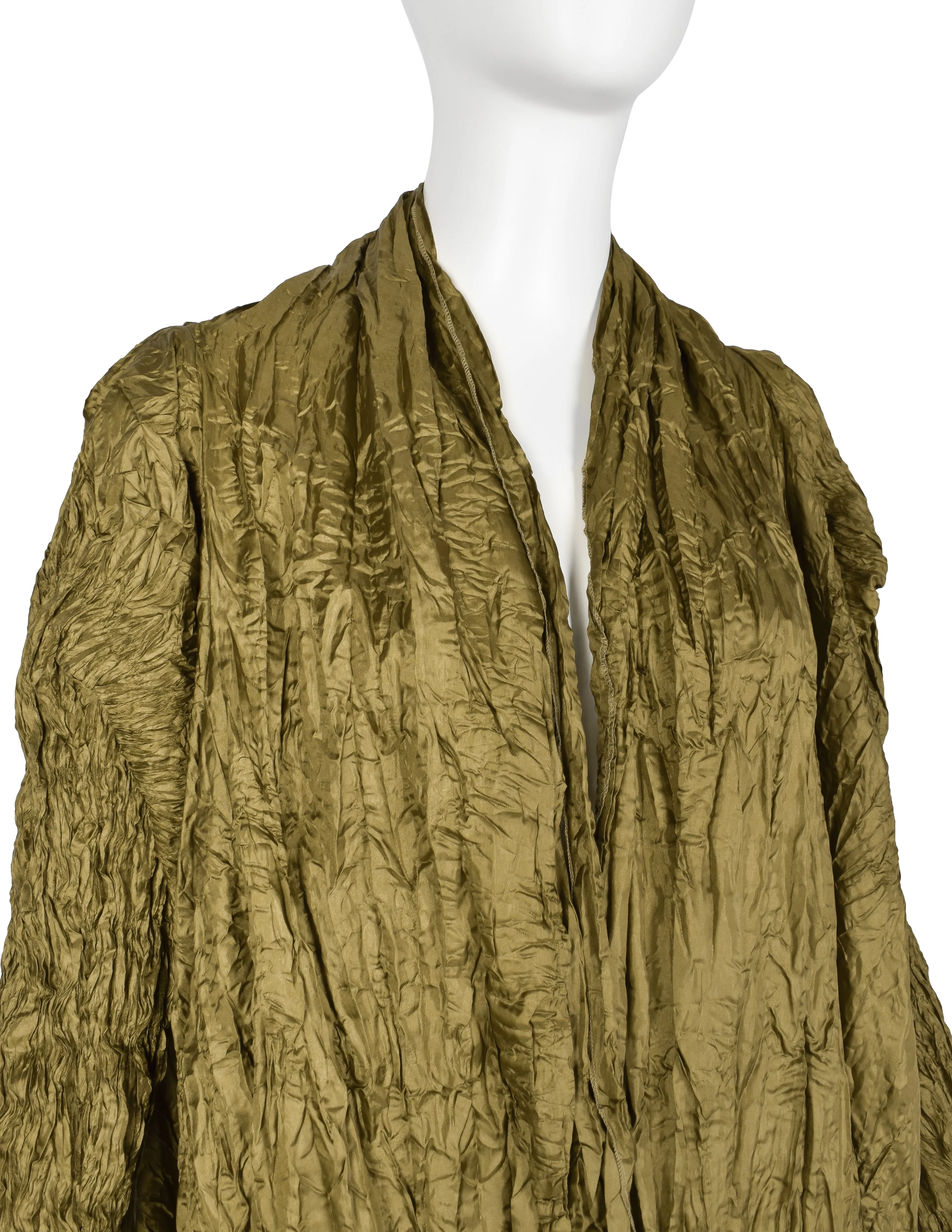 Ray London Vintage Dramatic Green Plisse Pleated Duster