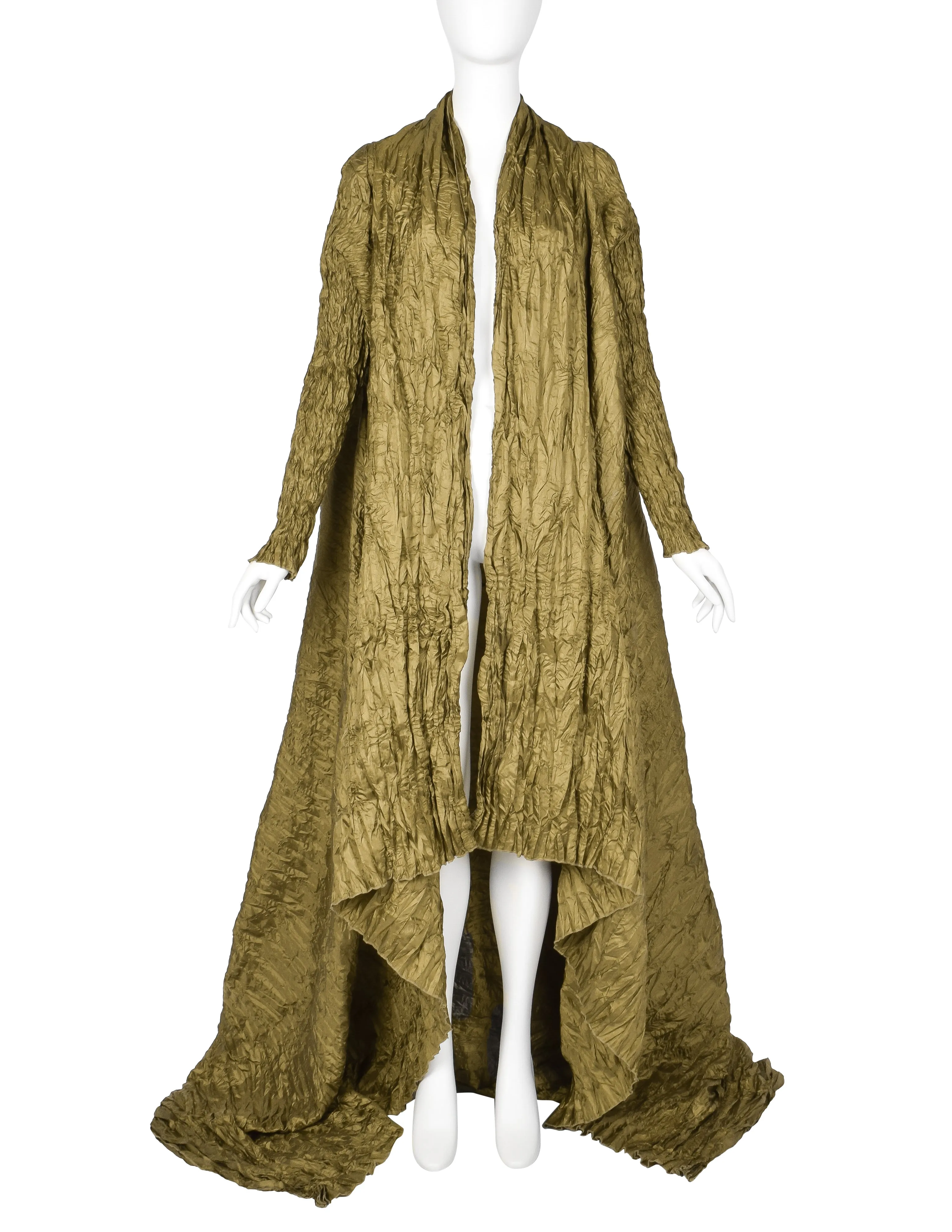 Ray London Vintage Dramatic Green Plisse Pleated Duster