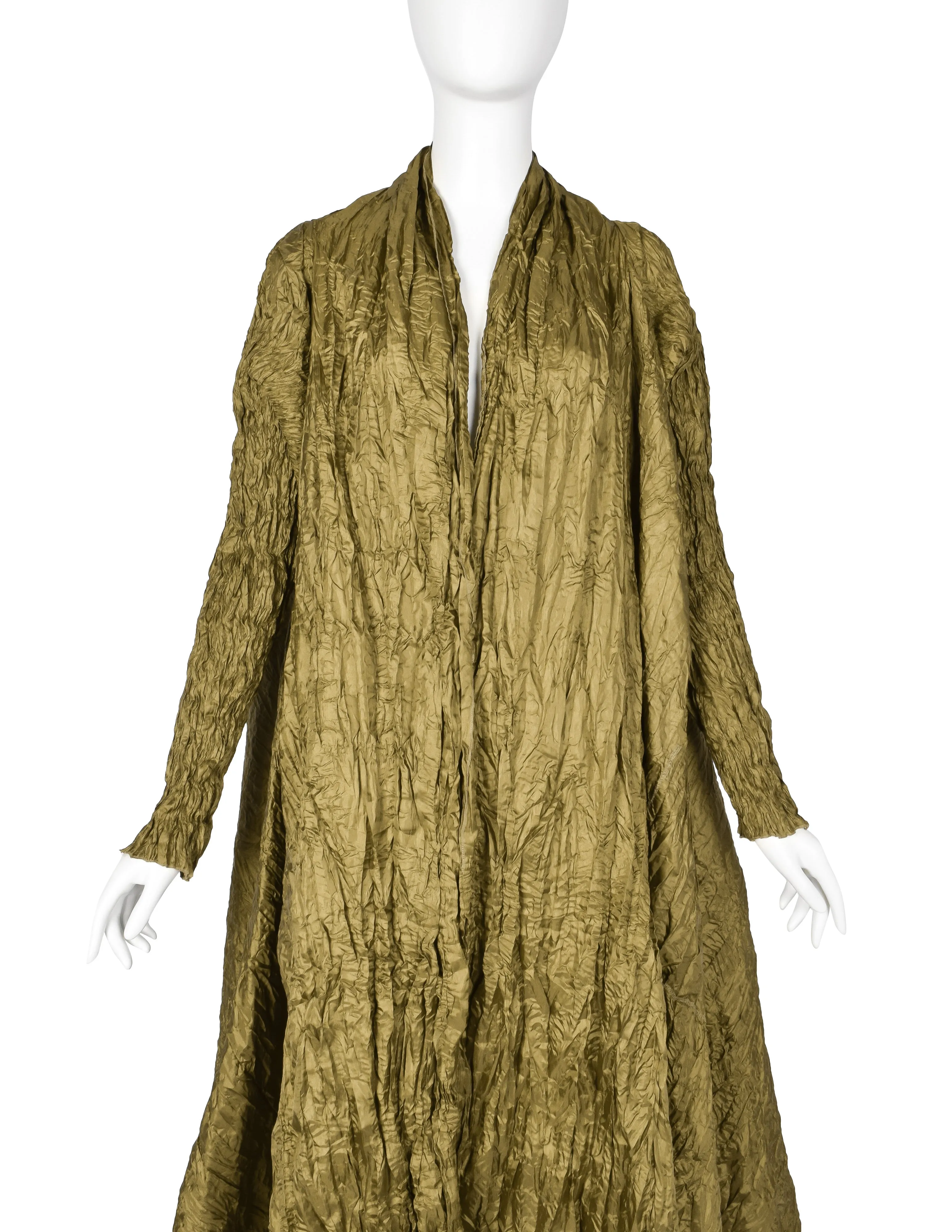 Ray London Vintage Dramatic Green Plisse Pleated Duster