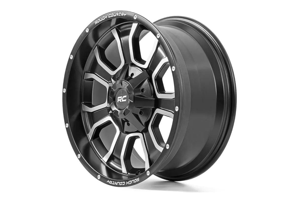 Rough Country 93 Series Wheel | One-Piece | Machined Black | 20x10 | 6x5.5/6x135 | -18mm | 2002-2006