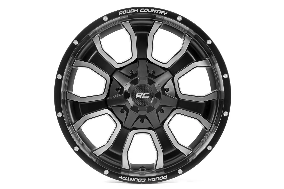 Rough Country 93 Series Wheel | One-Piece | Machined Black | 20x10 | 6x5.5/6x135 | -18mm | 2002-2006